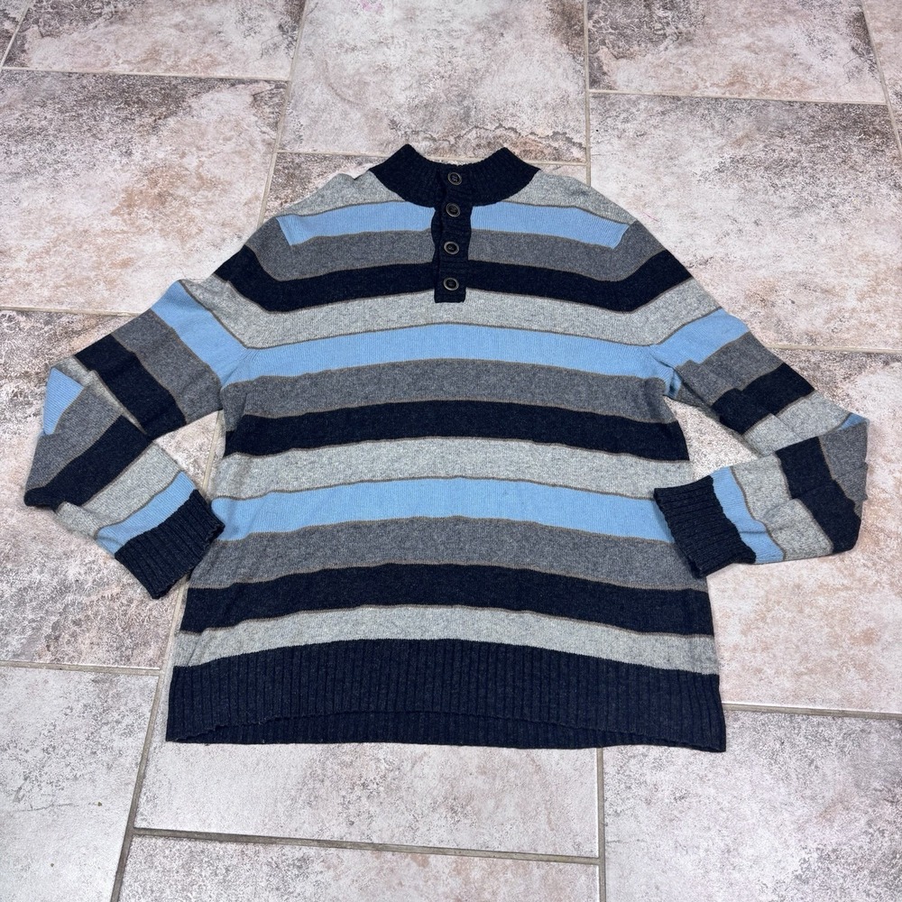 Banana Republic Sweater Mens XL 1/4 Button Up Pullover Wool Blend Grandpa